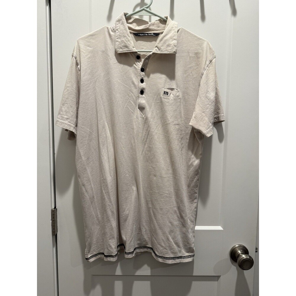 Travis Mathew Pocket Polo Shirt Golf Cotton Cream Medium M